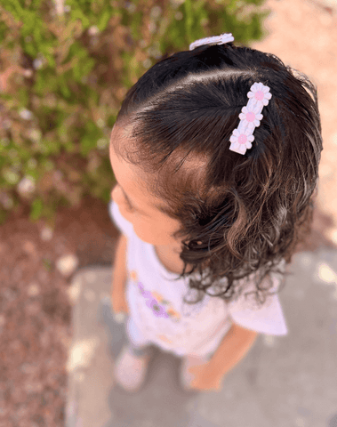 Embroidered Pink Flower Bow Clips Embroidered Pink Flower Bow Clips