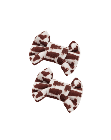 Brown Cow Hide Bow Clips Brown Cow Hide Bow Clips
