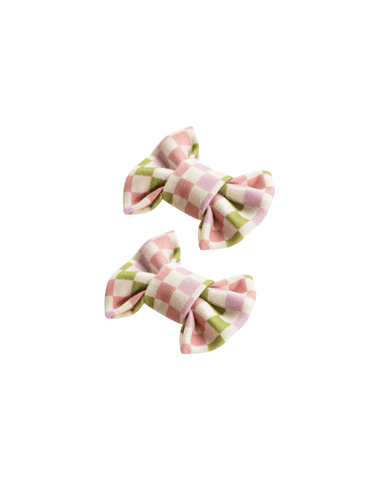 Checkered Charm Bow Clips Checkered Charm Bow Clips