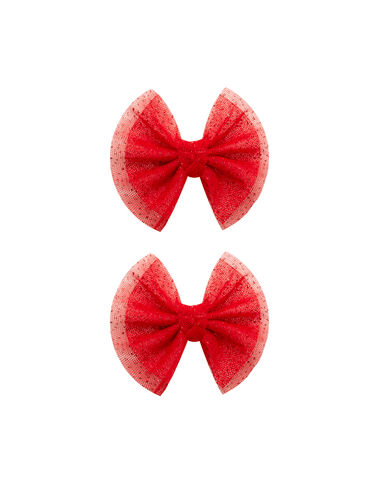 Red Tulle Bow Clips Red Tulle Bow Clips