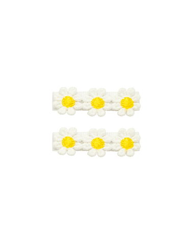 Embroidered Yellow Flower Bow Clips Embroidered Yellow Flower Bow Clips