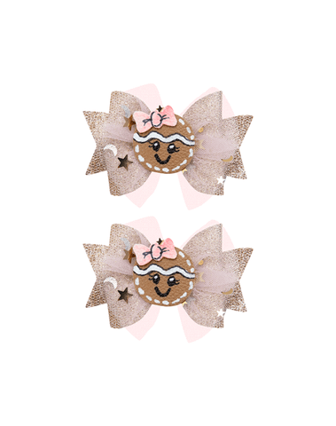 Gingerbread Tulle Bow Clips Gingerbread Tulle Bow Clips