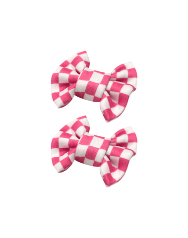 Hot Pink Checkered Bow Clips Hot Pink Checkered Bow Clips