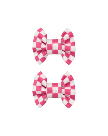 Hot Pink Checkered Bow Clips Hot Pink Checkered Bow Clips
