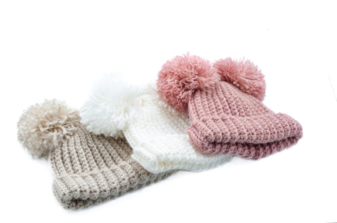 Crochet Double Pom Beanies Crochet Double Pom Beanies