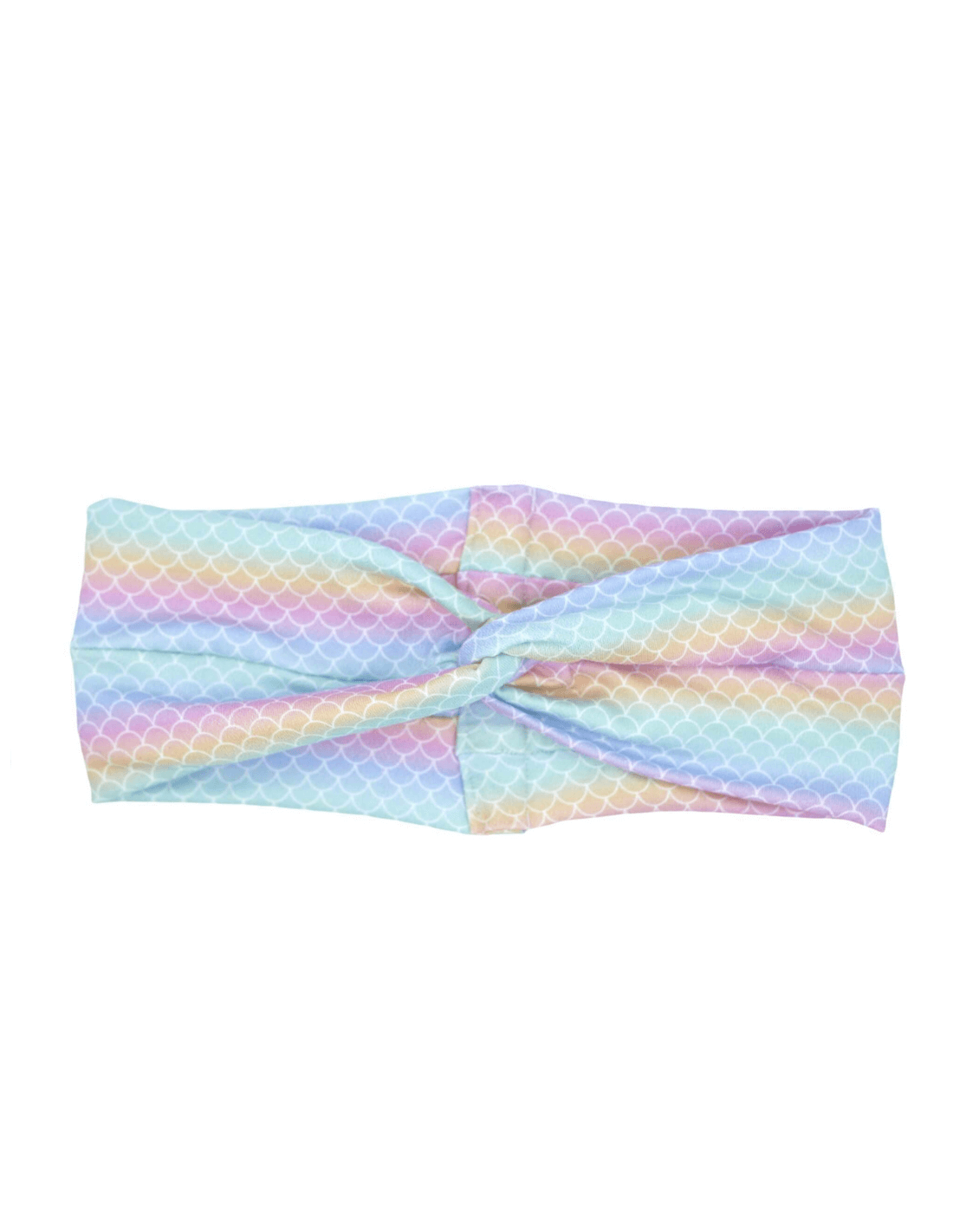 A wide twist headband featuring a mermaid print for women from By Bella Boutique. A wide twist headband featuring a mermaid print for women from By Bella Boutique.