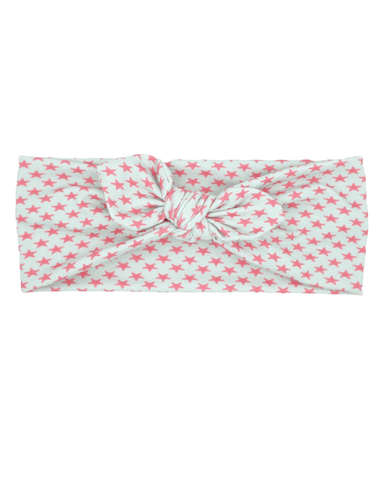 A baby head wrap featuring a starfish pattern from By Bella Boutique. A baby head wrap featuring a starfish pattern from By Bella Boutique.