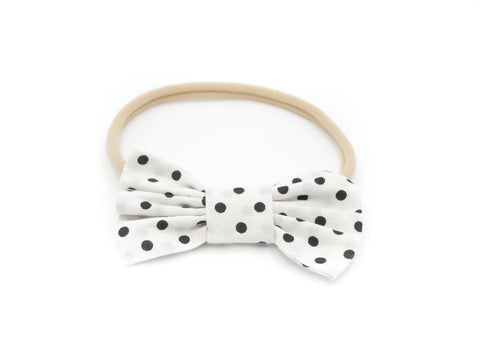 Polka Dot Linen Bow - By Bella Boutique Polka Dot Linen Bow - By Bella Boutique