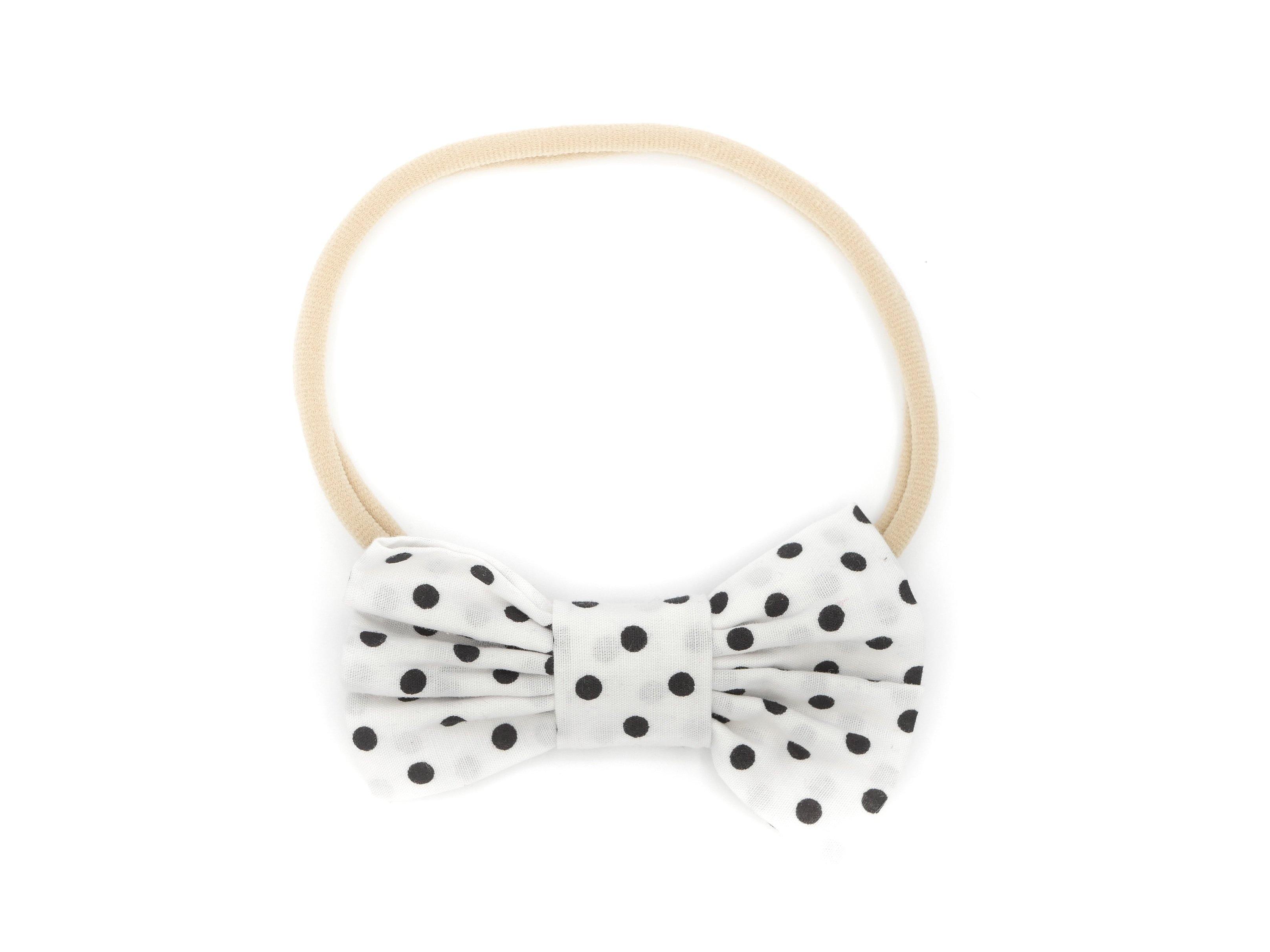 Polka Dot Linen Bow - By Bella Boutique Polka Dot Linen Bow - By Bella Boutique