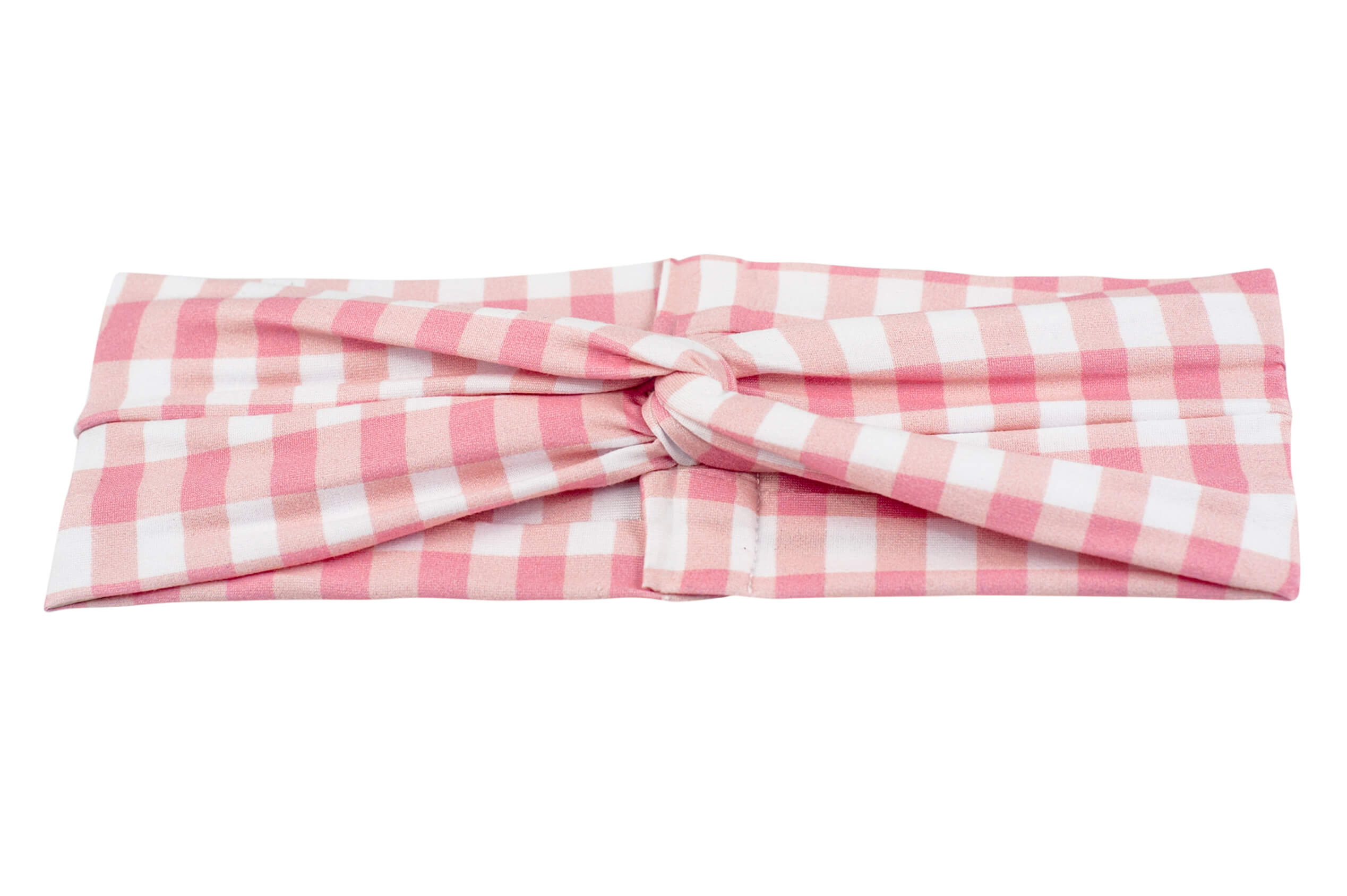 Pink gingham turban headband for mom from By Bella Boutique. Pink gingham turban headband for mom from By Bella Boutique.