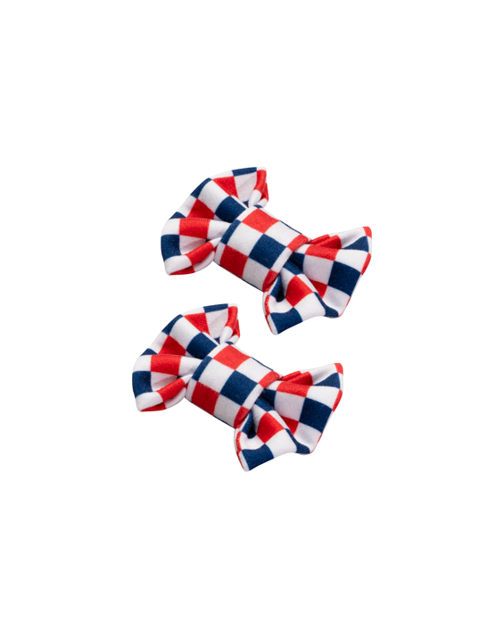 4th of July Checkered Bow Clips