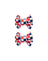 4th of July Checkered Bow Clips