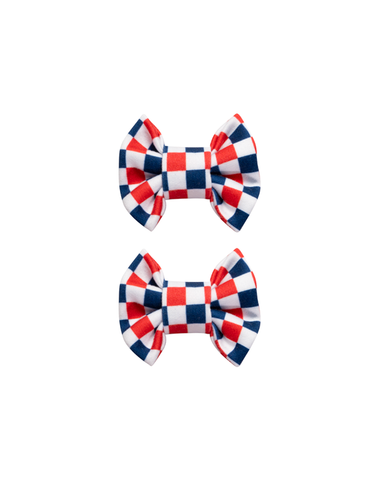 4th of July Checkered Bow Clips