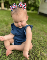 4th of July Checkered Bow Clips