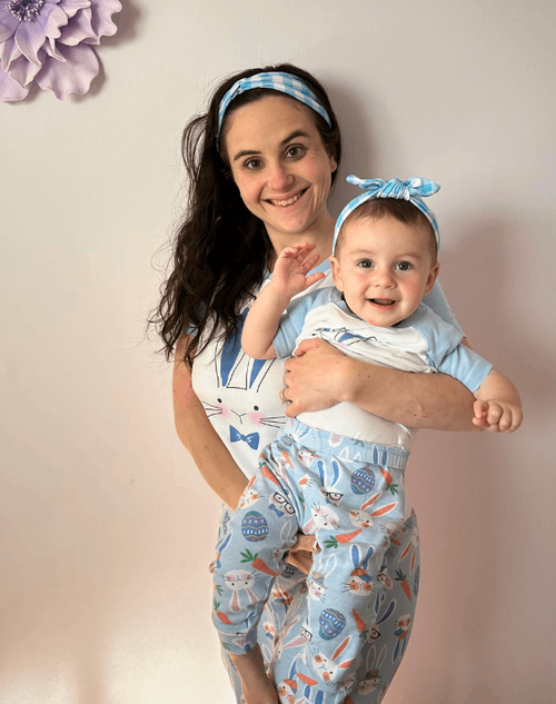 Blue Gingham Mom Headband