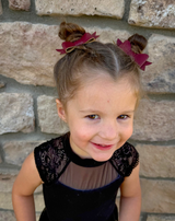 Burgundy Faux Leather Bow Clips