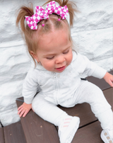 Hot Pink Checkered Bow Clips