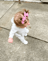Hot Pink Checkered Bow Clips