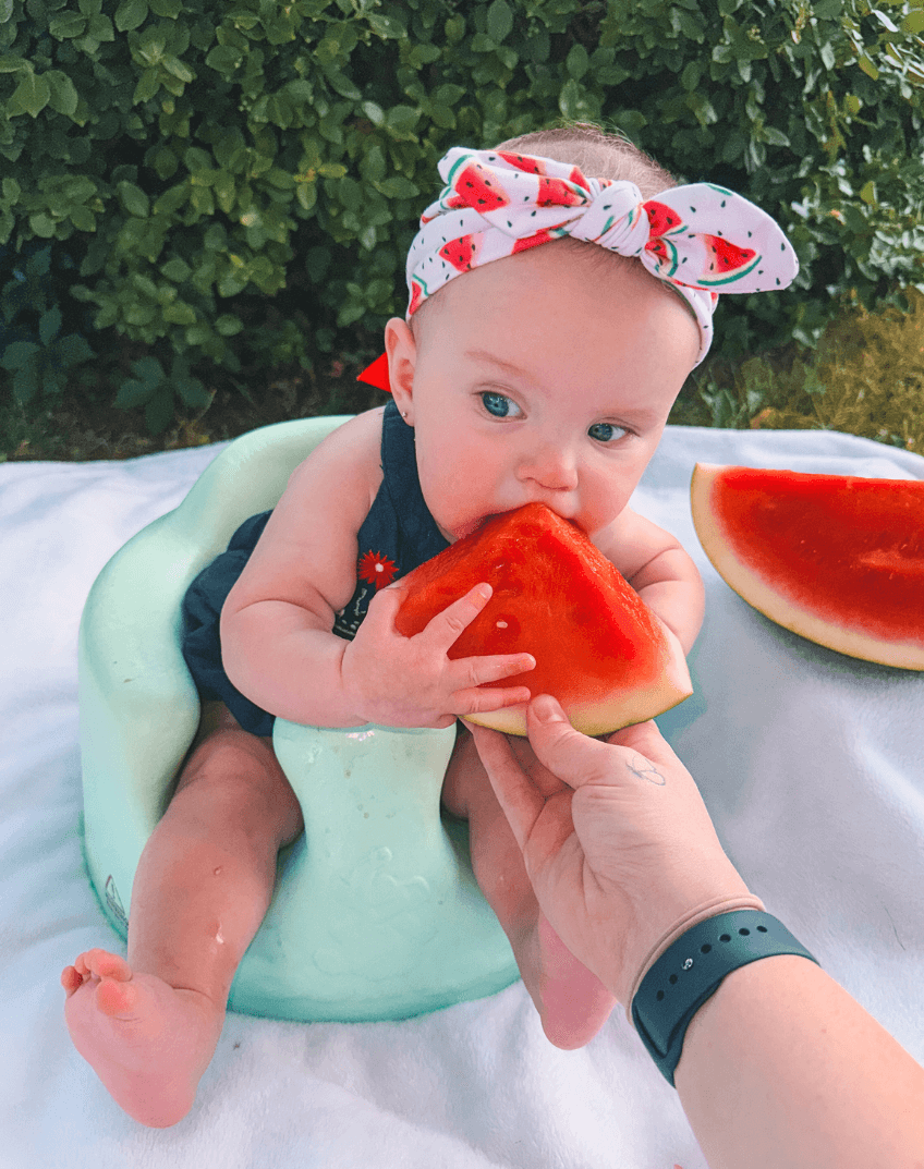 Handmade soft stretchy watermelon headband for babies and toddlers by By Bella Boutique