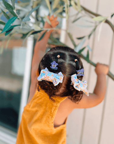 Flower Checkered Bow Clips