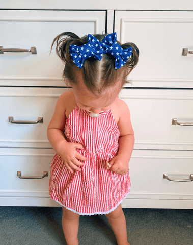 Blue Stars Bow Clips