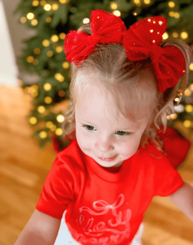 Red Tulle Bow Clips