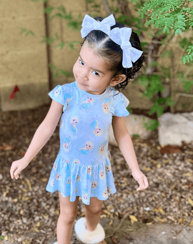 Snowflakes Tulle Bow Clips