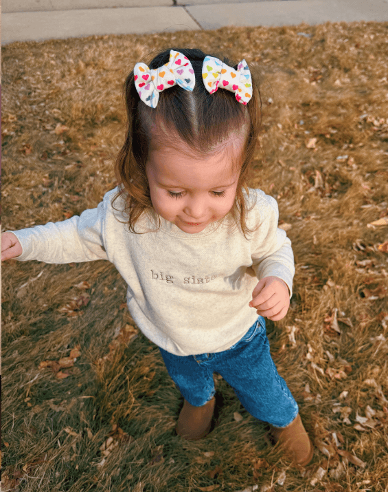 Rainbow Hearts Bow Clips