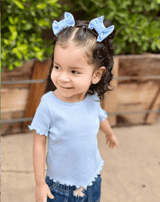 Sky Blue Bow Clips