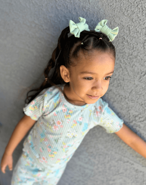 Sage Green Bow Clips