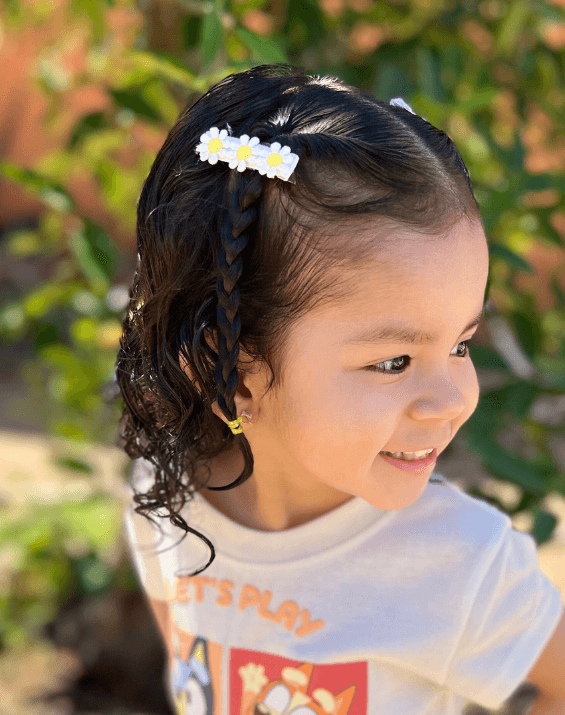 Embroidered Yellow Flower Bow Clips