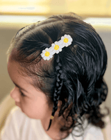 Embroidered Yellow Flower Bow Clips
