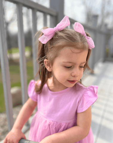 Pink Tulle Bow Clips