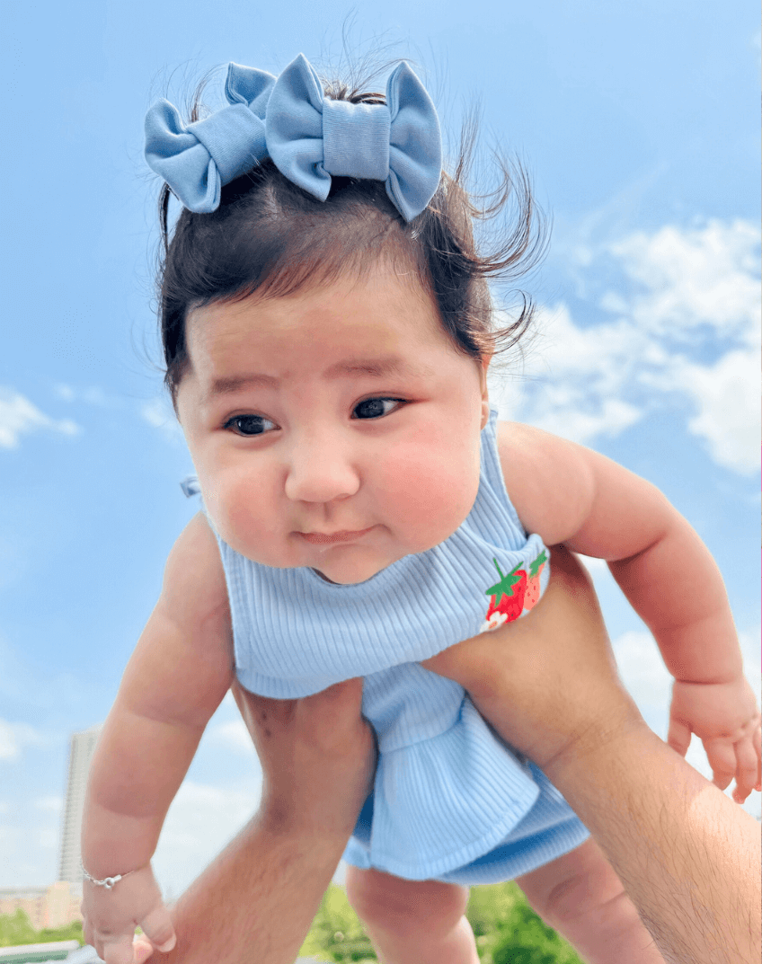 Sky Blue Bow Clips