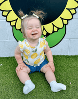Embroidered Yellow Flower Bow Clips