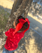 Red Satin Long Tail Hair Bow