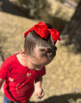 Red Satin Long Tail Hair Bow