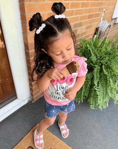 Embroidered Pink Flower Bow Clips