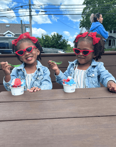 Red Stars Pinwheel Tulle Bow Clips