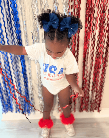 Blue Stars Tulle Bow Clips