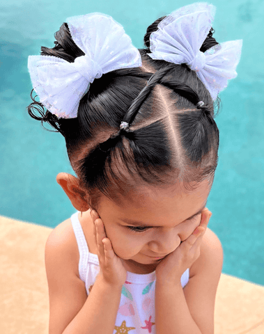 Seaside Glow Tulle Bow Clips