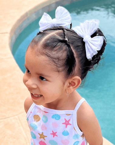 Seaside Glow Tulle Bow Clips