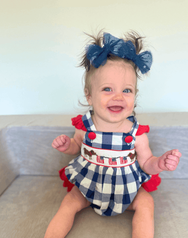 Blue Stars Tulle Bow Clips