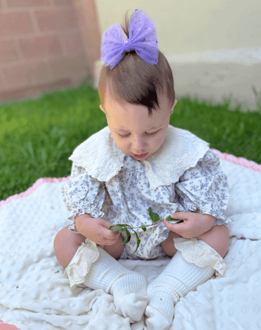 Lilac Boo Tulle Bow Clips