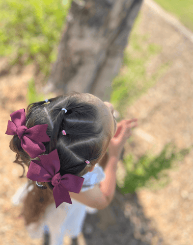 Burgundy Grosgrain Bow Clips
