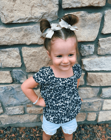 Beige Grosgrain Bow Clips