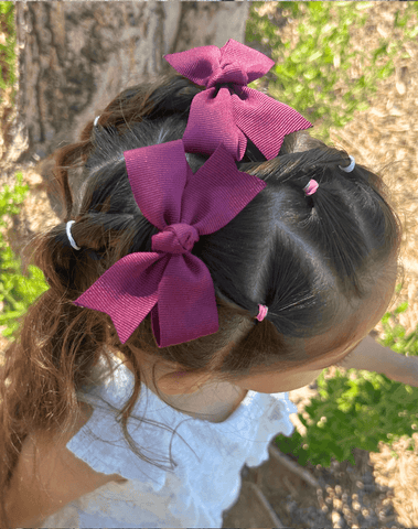 Burgundy Grosgrain Bow Clips