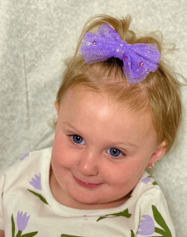 Lilac Boo Tulle Bow Clips