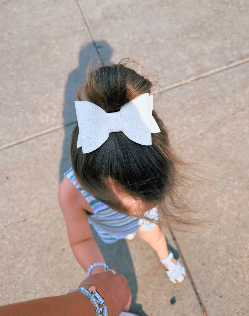 Celeste Cream Faux Leather Bow Clip
