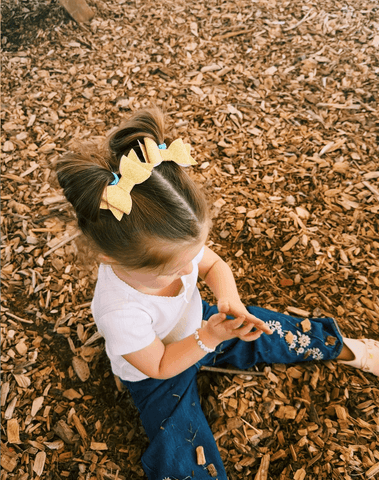 Golden Glow Sparkle Bow Clips